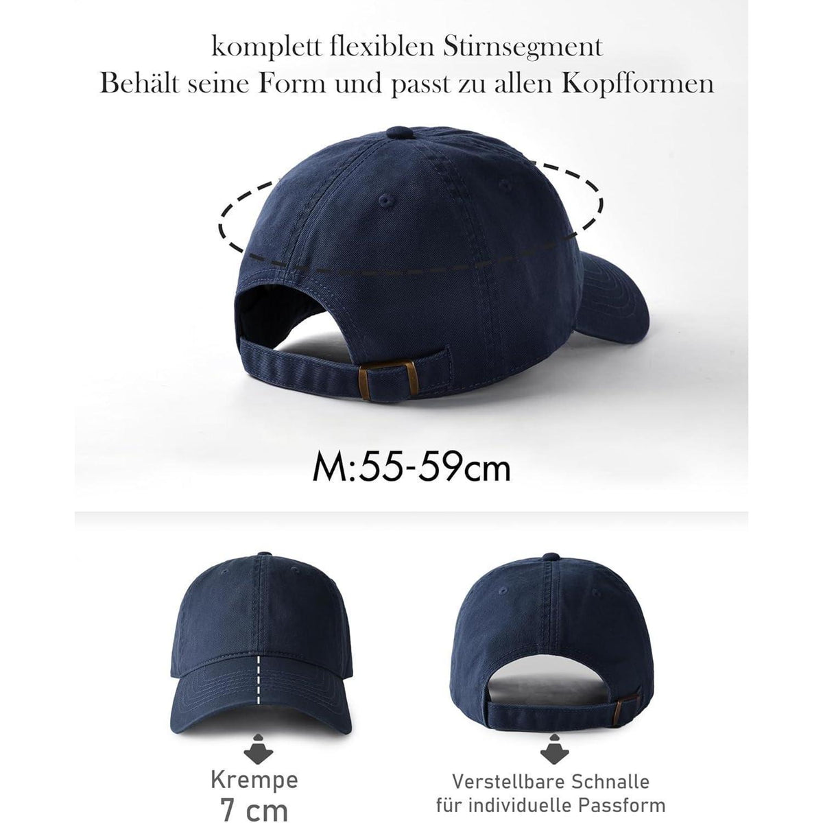 Vintage Damen Baseball Cap Baumwolle Blau – Verstellbare M