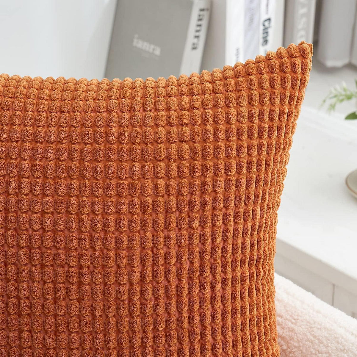 Karamell Kissenbezug 40x40 cm - 2er Set, Kordsamt Dekor