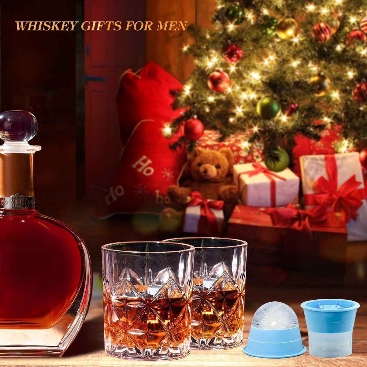 Whiskey Gläser 300ml 2er Set Kristallglas Tumbler mit Eiskugelformen