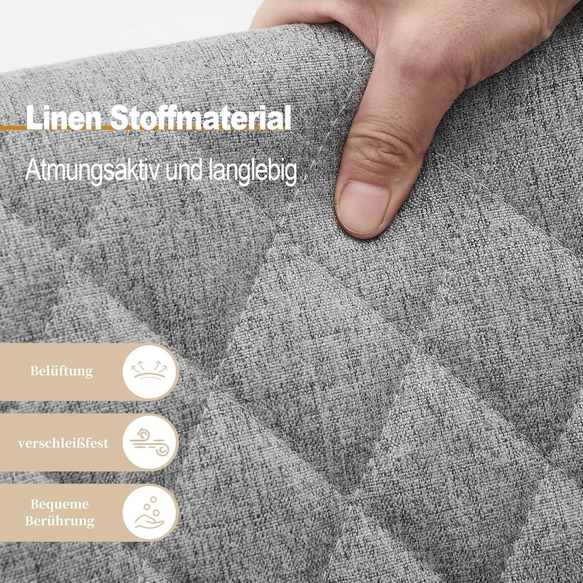 Esszimmerstühle Set 4er Grau, Modern mit Armlehnen & Leinenbezug