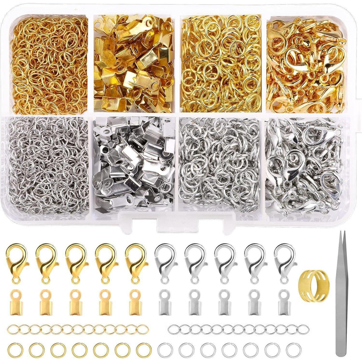 Schmuckverschlüsse Set 300tlg. mit Karabiner & Zubehör Gold/Silber