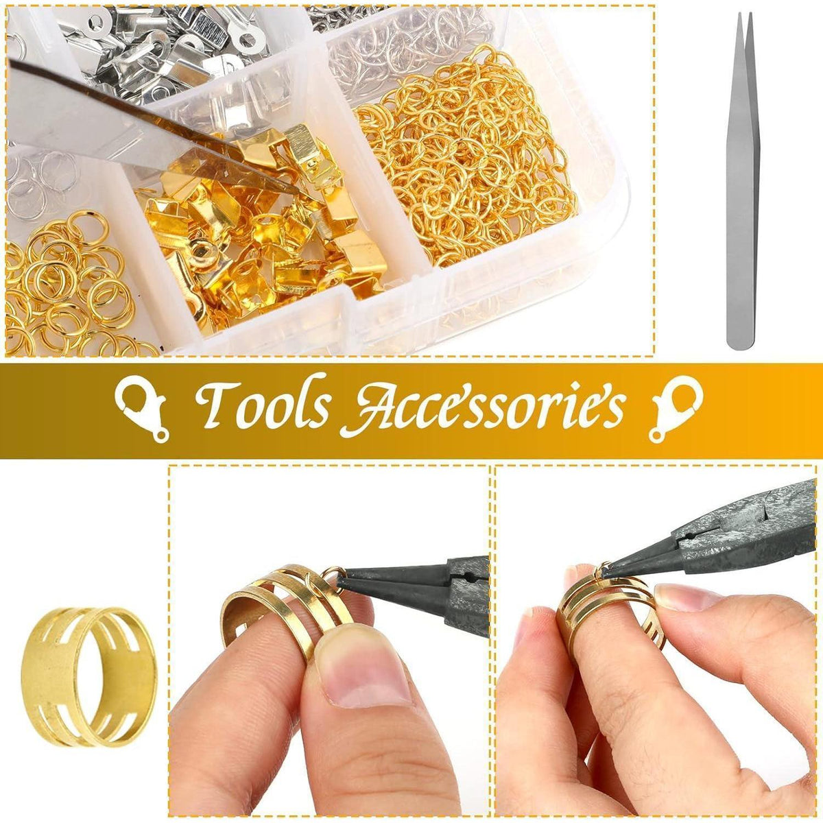 Schmuckverschlüsse Set 300tlg. mit Karabiner & Zubehör Gold/Silber