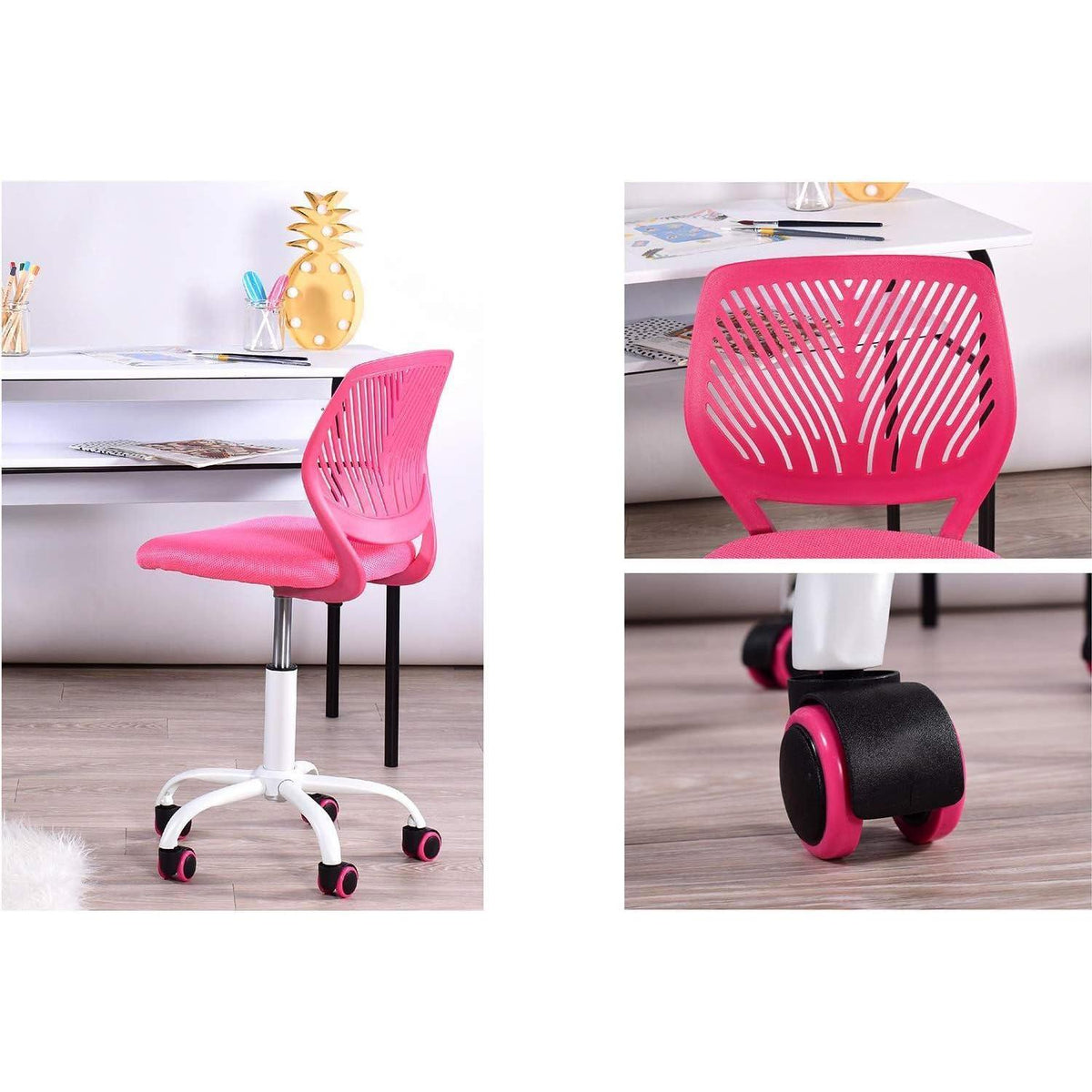 2er Set Rosa Schreibtischstuhl mit Höhenverstellung