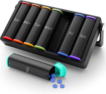 Tablettenbox 7 Tage Pillendose 2 Fächer Schwarz