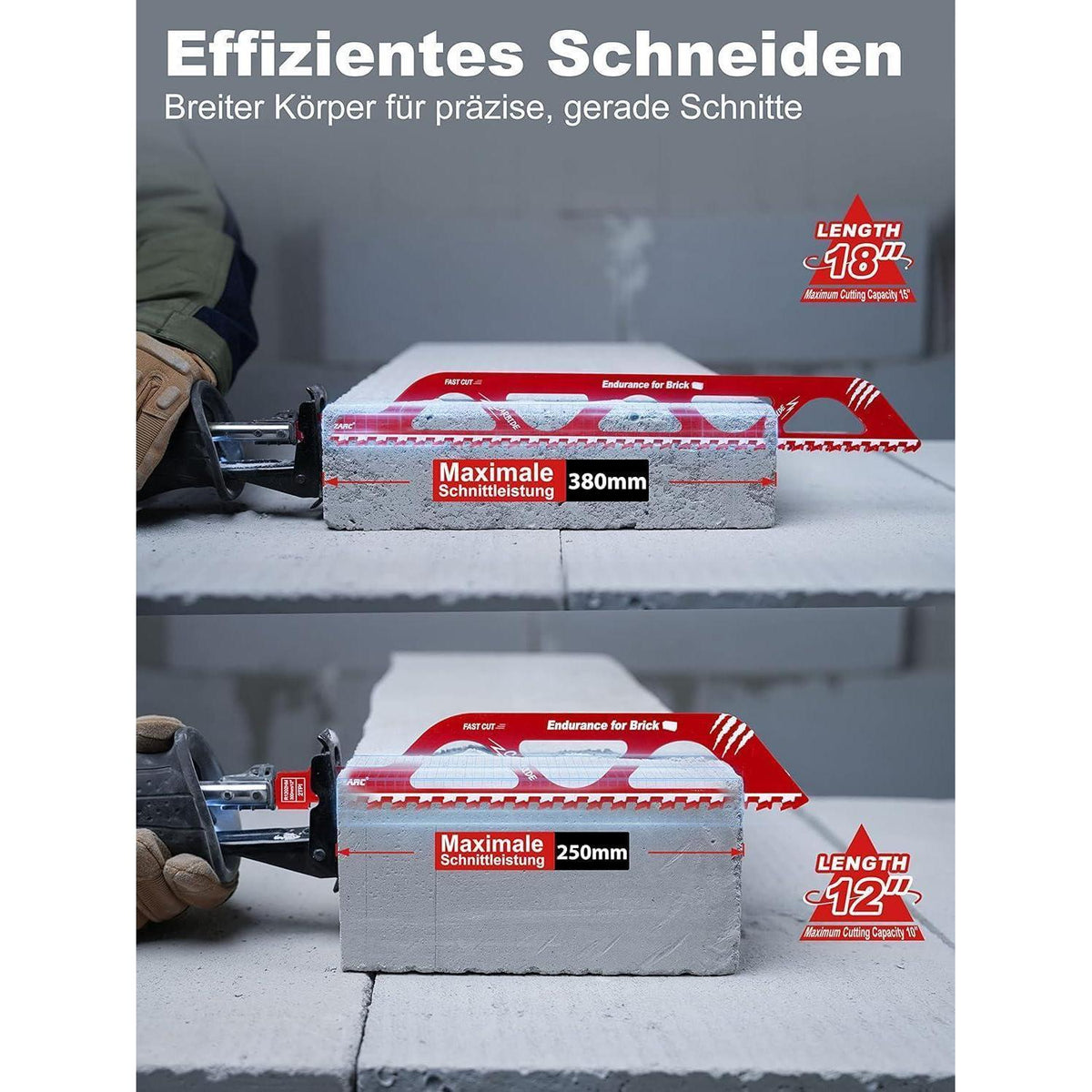 Hartmetall Säbelsägeblätter für Stein, 2 Stück 300/450mm