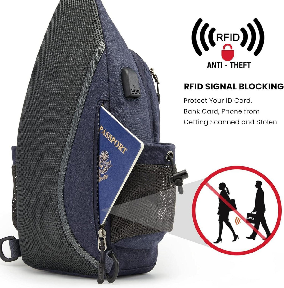 Canvas Brusttasche Schultertasche Sling Bag für Wandern