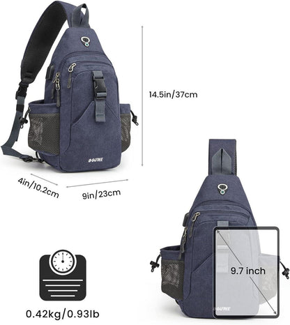 G4Free Canvas Brusttasche Schultertasche Herren Damen Reise Wandern Laufen