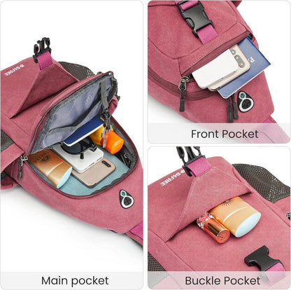 Canvas Brusttasche Schultertasche Sling Bag Herren Damen Reise Wandern