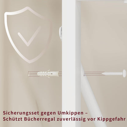 Bücherregal 6 Ebenen Holz Metall Standregal Weiß 120x180cm