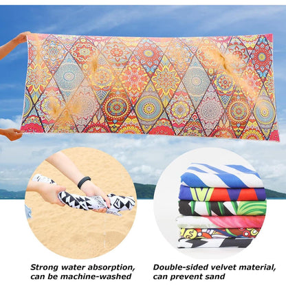 Großes Mikrofaser Strandtuch Blau Weiß 180x90