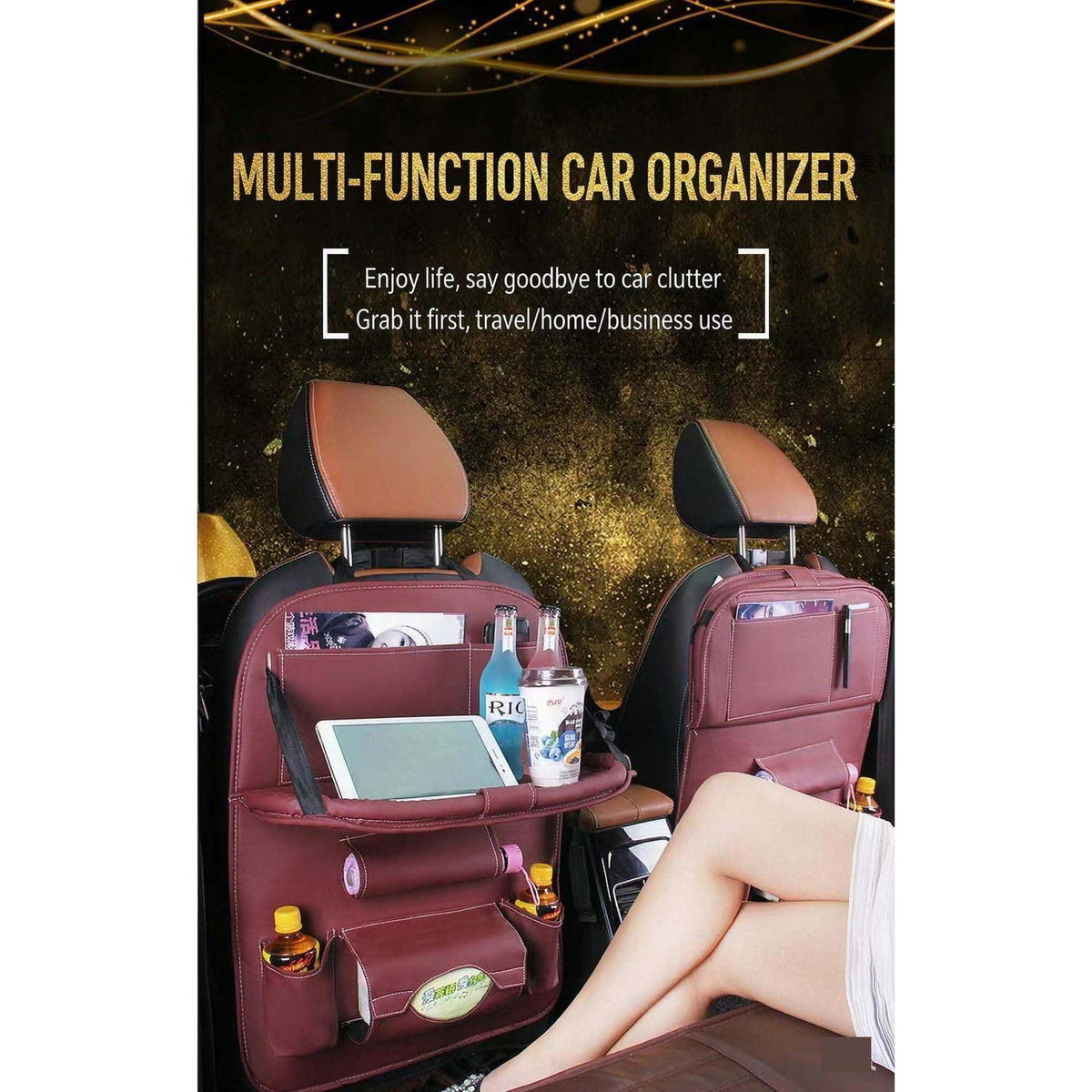 Auto Rücksitz Organizer mit Tablett & Tablet Halterung 2er Set