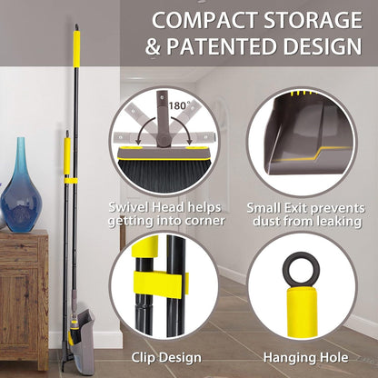 Besen Kehrschaufel Set Stiel 138CM 180 Grad Drehbar Camping Kehrbesen