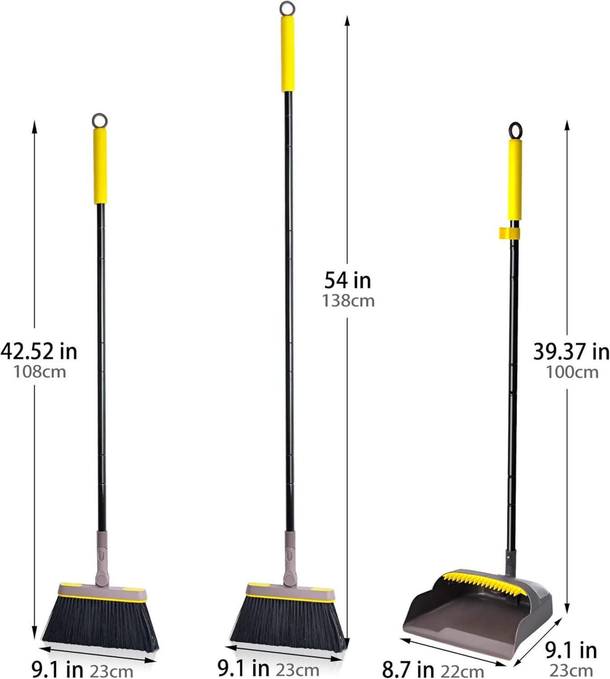 Besen und Kehrschaufel Set Langstiel 138CM 180 Grad drehbar