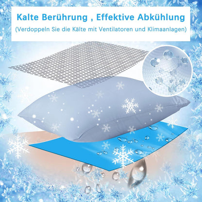 Kühlender Kissenbezug 40x40 cm 2er Set Blau Lyocell atmungsaktiv wendbar