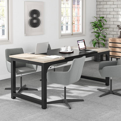 Schreibtisch 180x80cm Schwarz Vintage Grau Home Office Bürotisch