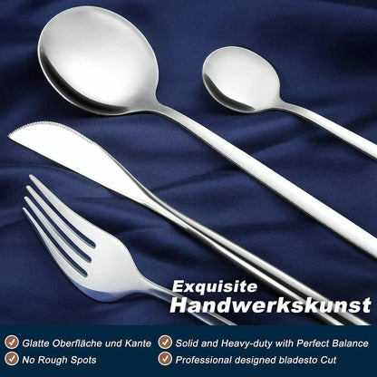 Besteckset Edelstahl 60 Teile für 12 Personen, Silber