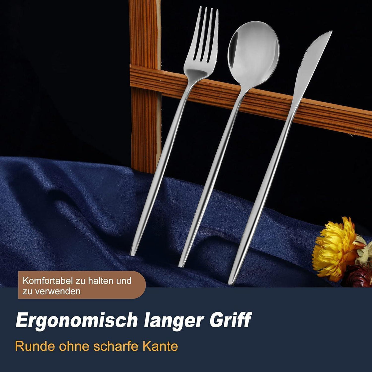 Besteckset Edelstahl 60 Teile für 12 Personen, Silber