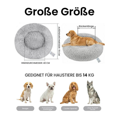 Rundes Donut Hundebett Flauschig Grau 70x70cm