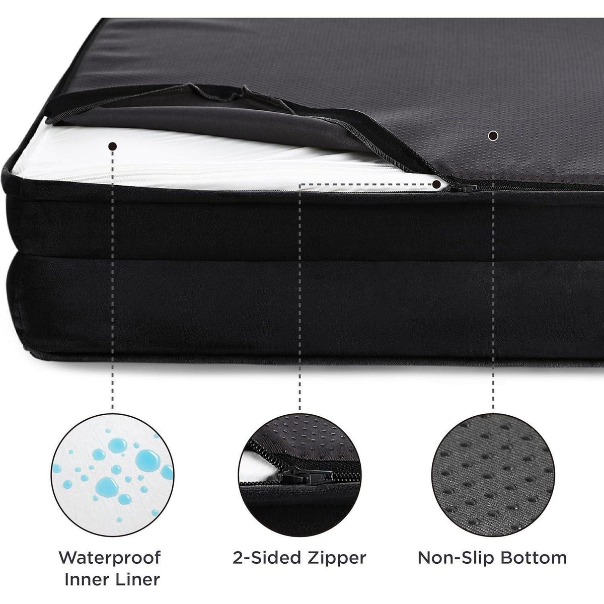 Orthopädisches Hundebett L 89x63 cm, Ergonomisches Hundesofa Schwarz