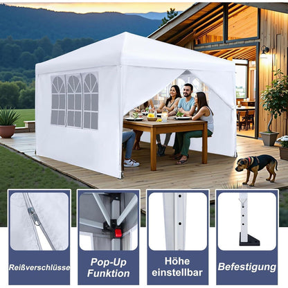 3x3m Pavillon wasserdicht mit Seitenteilen – Gartenzelt für Feste