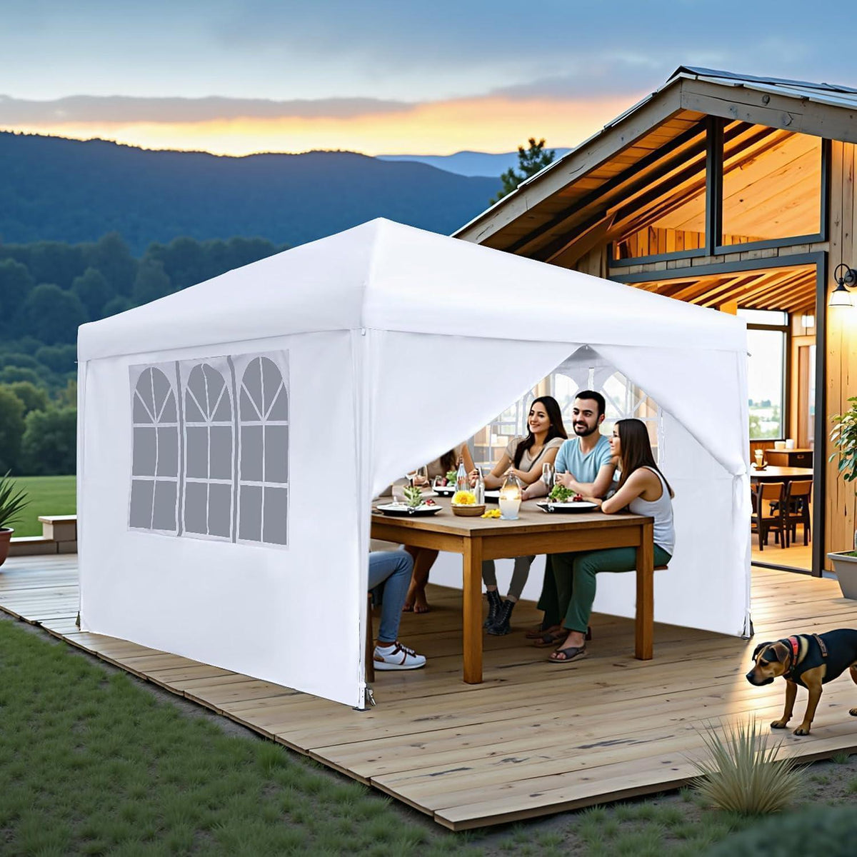 3x3m Pavillon wasserdicht mit Seitenteilen – Gartenzelt für Feste