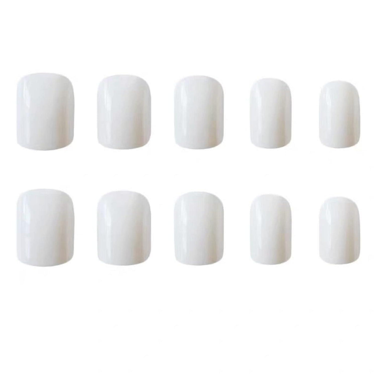 24 Stück Weiße, Eckige Nägel zum Aufkleben, Künstliche Fingernägel Glossy French Design