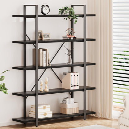 Industrielles Bücherregal 5 Ebenen Schwarz – Modernes Standregal
