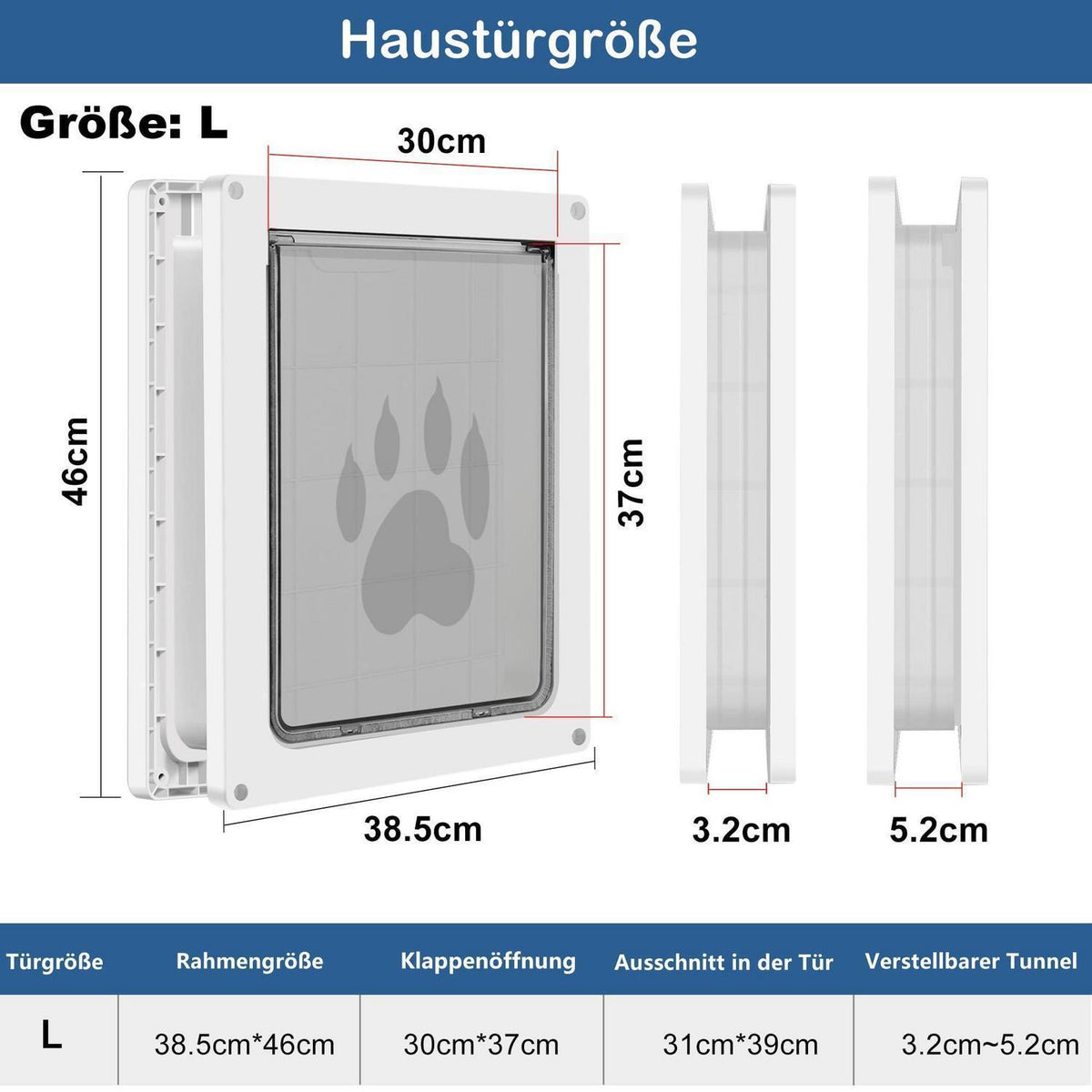 Große Hundeklappe 45kg – Wetterfest & Einfach Installieren