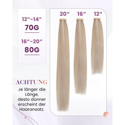 Blond Echthaar Zopf Extension 50cm – Aschblond Highlight