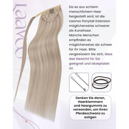 Blond Echthaar Zopf Extension 50cm – Aschblond Highlight