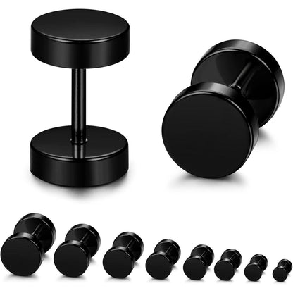 Herren Ohrstecker Edelstahl 8 Paar Schwarz 3-10mm