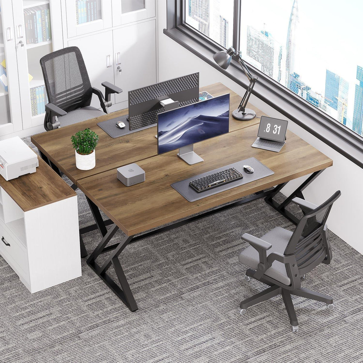 Holz-Computertisch Rustikaler Schreibtisch für Home Office & Schlafzimmer