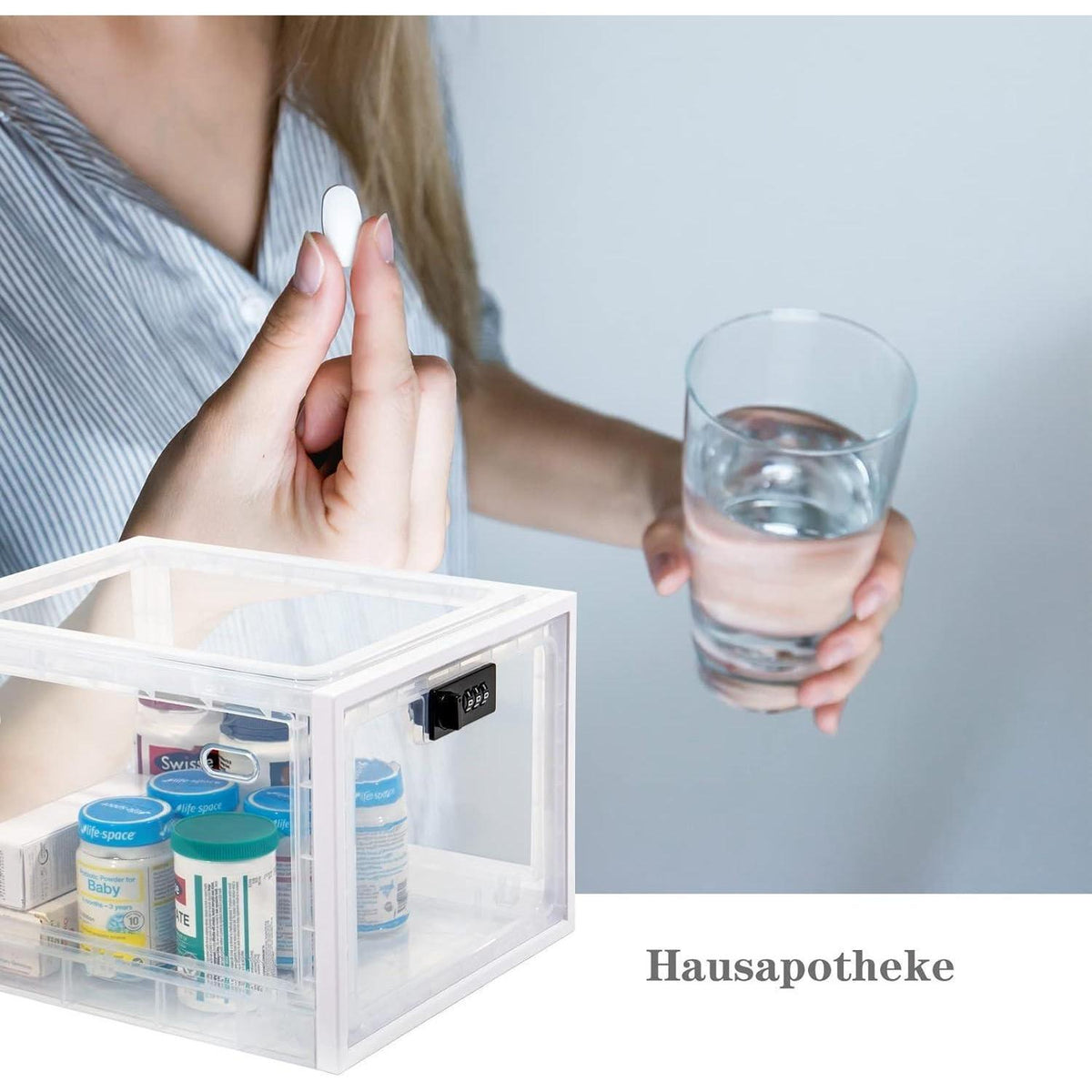 Abschließbare Aufbewahrungsbox, faltbar, 3 Stück, Weiß
