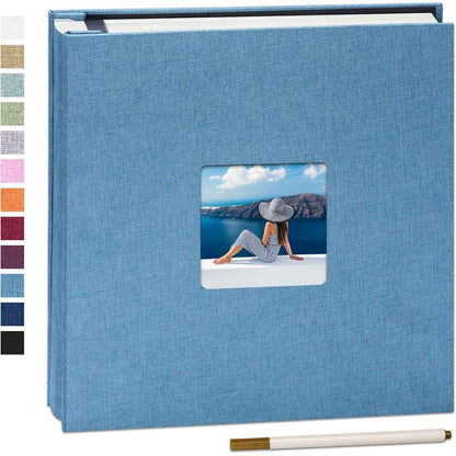 Selbstklebendes Fotoalbum Leinen Himmelblau 120 Seiten