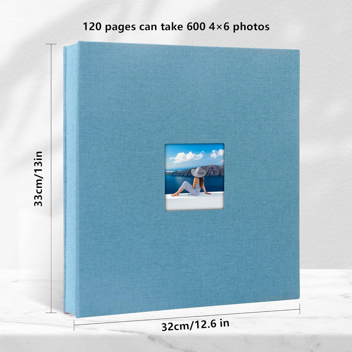 Selbstklebendes Fotoalbum Leinen Himmelblau 120 Seiten