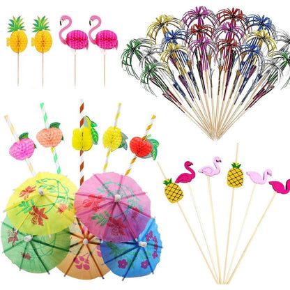 150 Cocktail Deko Schirmchen & Feuerwerk Spieße für Sommerparty