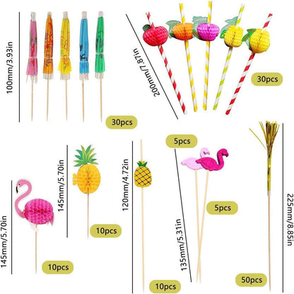 150 Cocktail Deko Schirmchen & Feuerwerk Spieße für Sommerparty