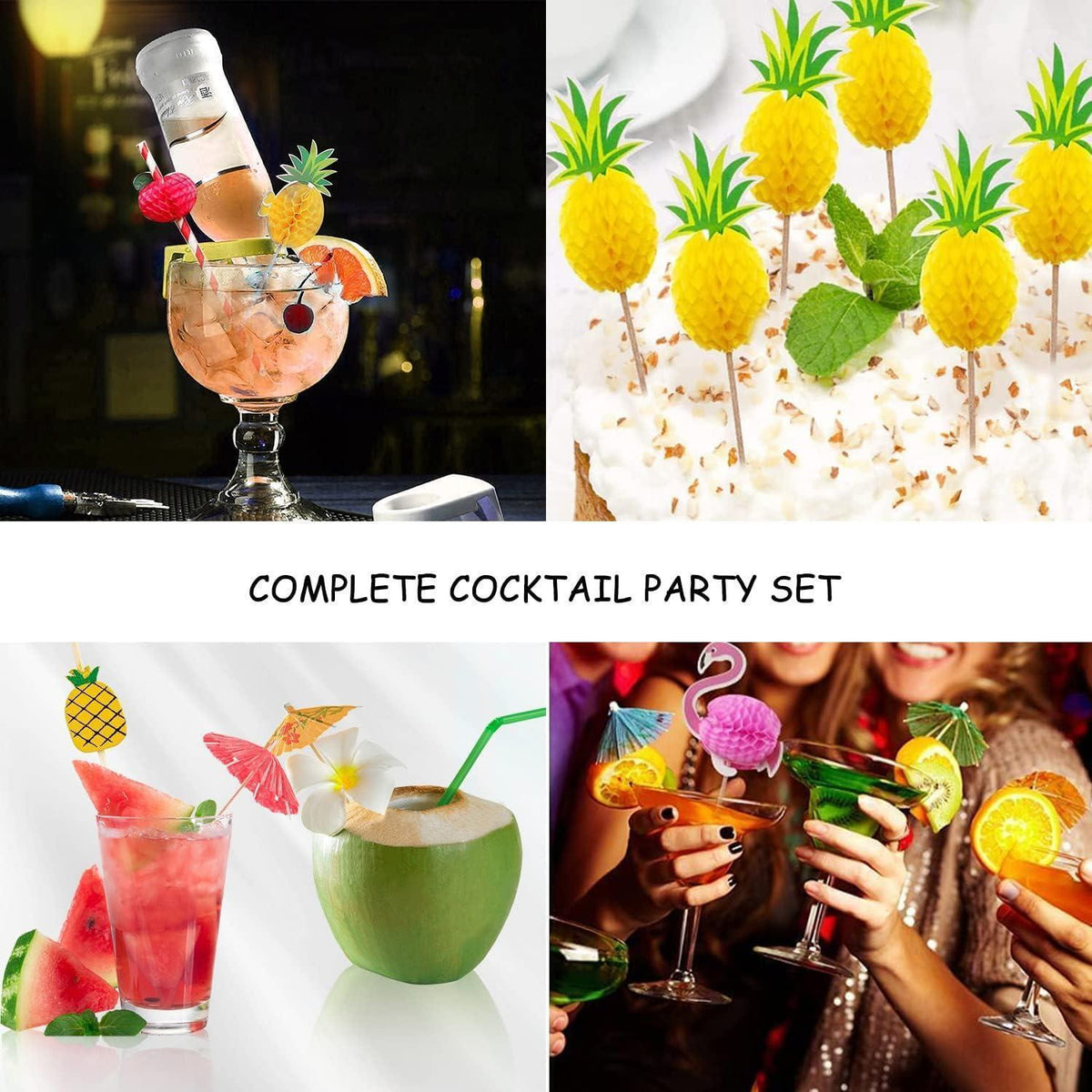 150 Cocktail Deko Schirmchen & Feuerwerk Spieße für Sommerparty