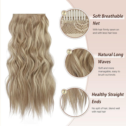 Welliges Haarverlängerung Karamellbraun mit Clips – 50cm
