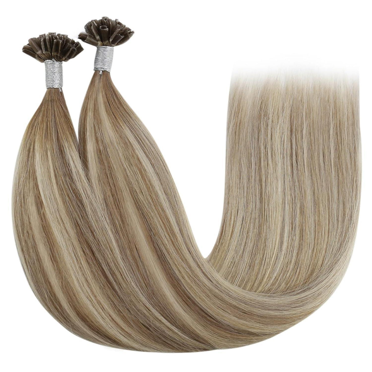 Echthaar Bondings Ombre 40cm - Hellbraun/Platinblond