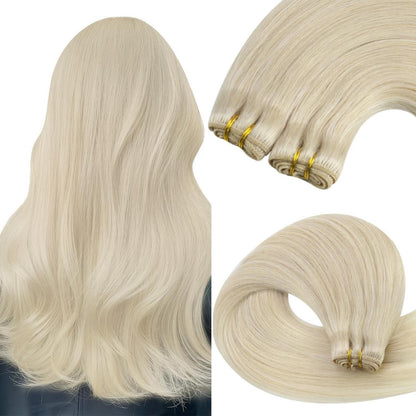 Echthaar Tressen Platinblond 45cm - Remy Weft Extensions