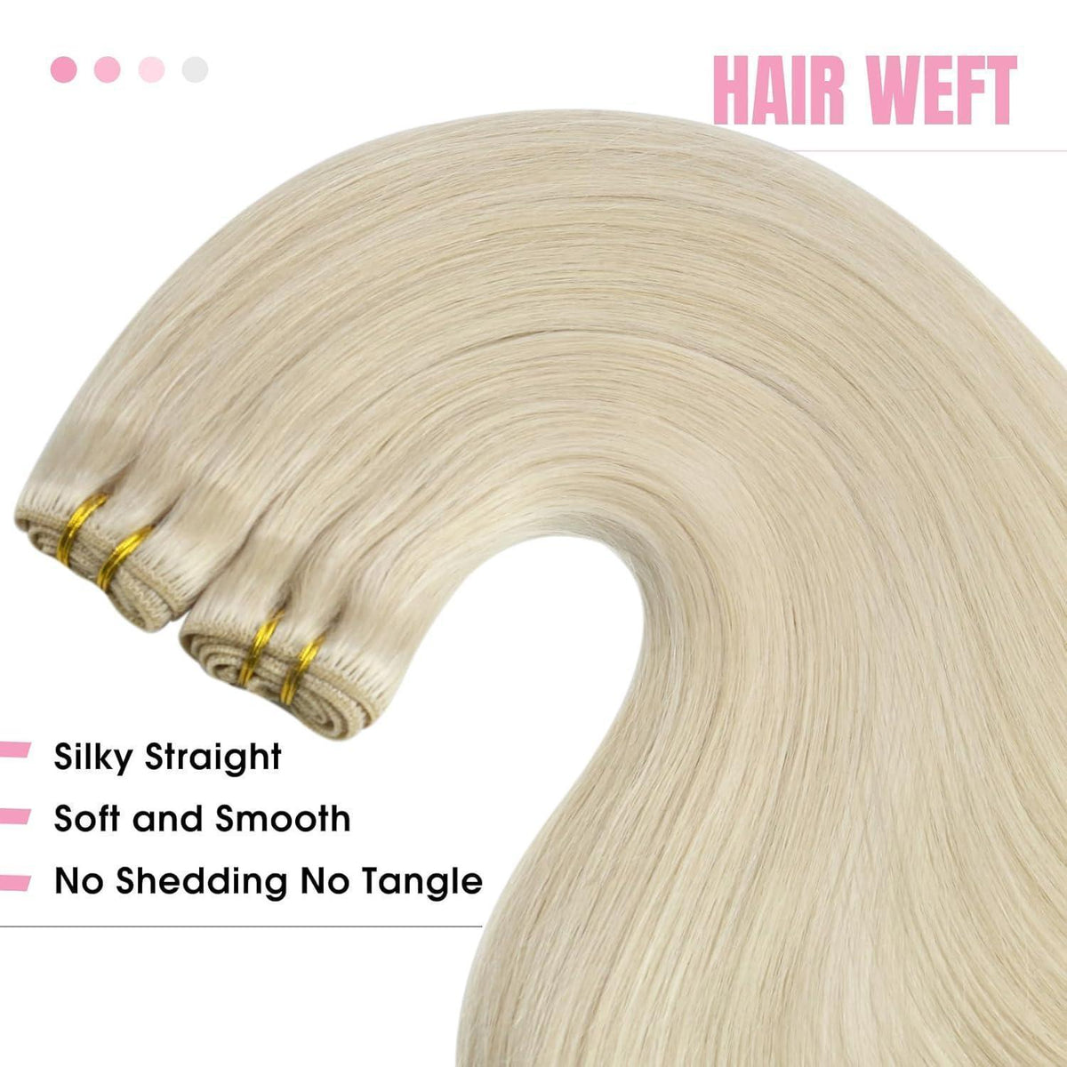 Echthaar Tressen Platinblond 45cm - Remy Weft Extensions