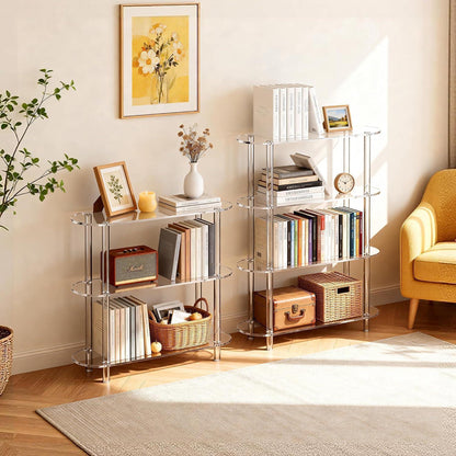Acryl Konsolentisch Schmal mit 3 Etagen – Freistehendes Bücherregal