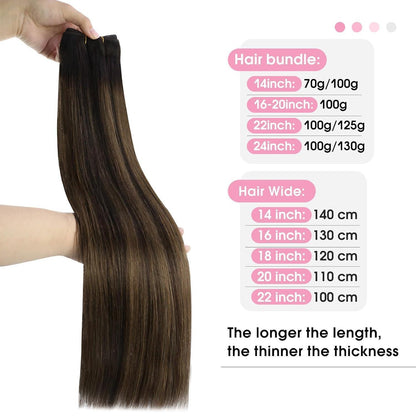 Echthaar Tressen Ombre Braun 40cm – Remy Weave Extensions