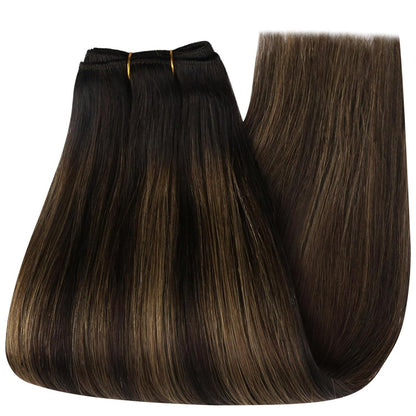 Echthaar Tressen Ombre Braun 40cm – Remy Weave Extensions