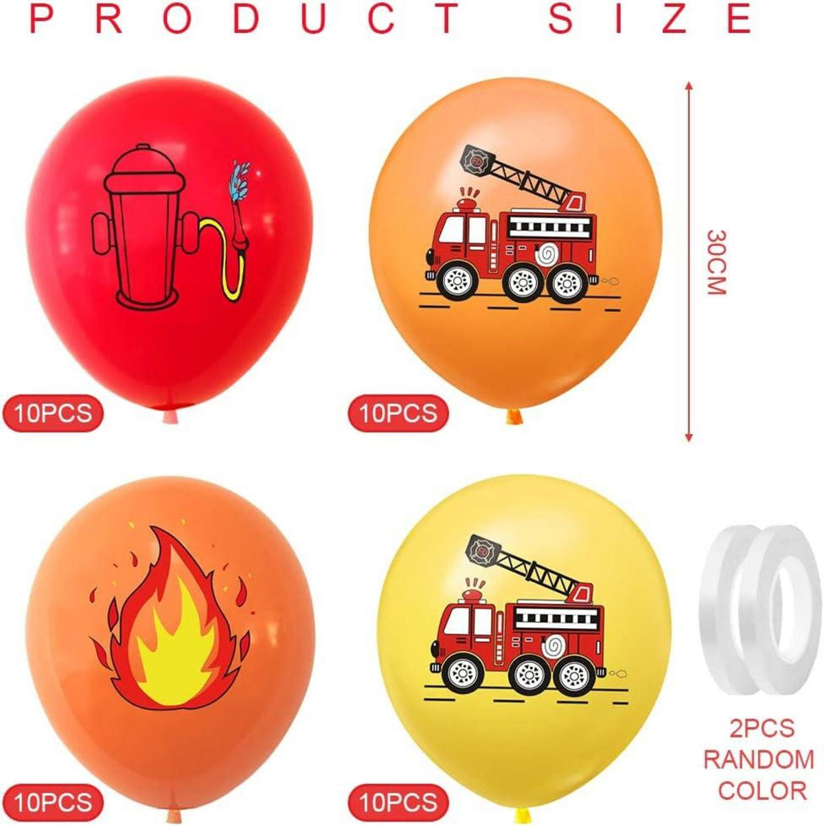 Feuerwehr Ballon Set 40 Stück 12 Zoll Latex Rot Gelb Orange