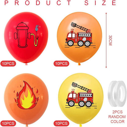 Feuerwehr Ballon Set 40 Stück 12 Zoll Latex Rot Gelb Orange
