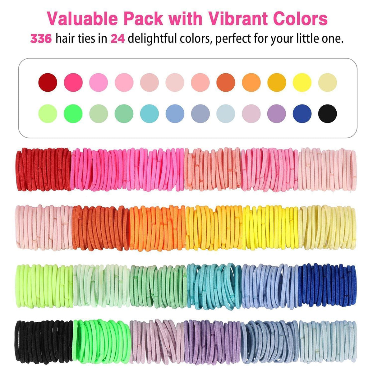 Haargummis Mädchen 336 Stück 24 Farben mit Organizer Box