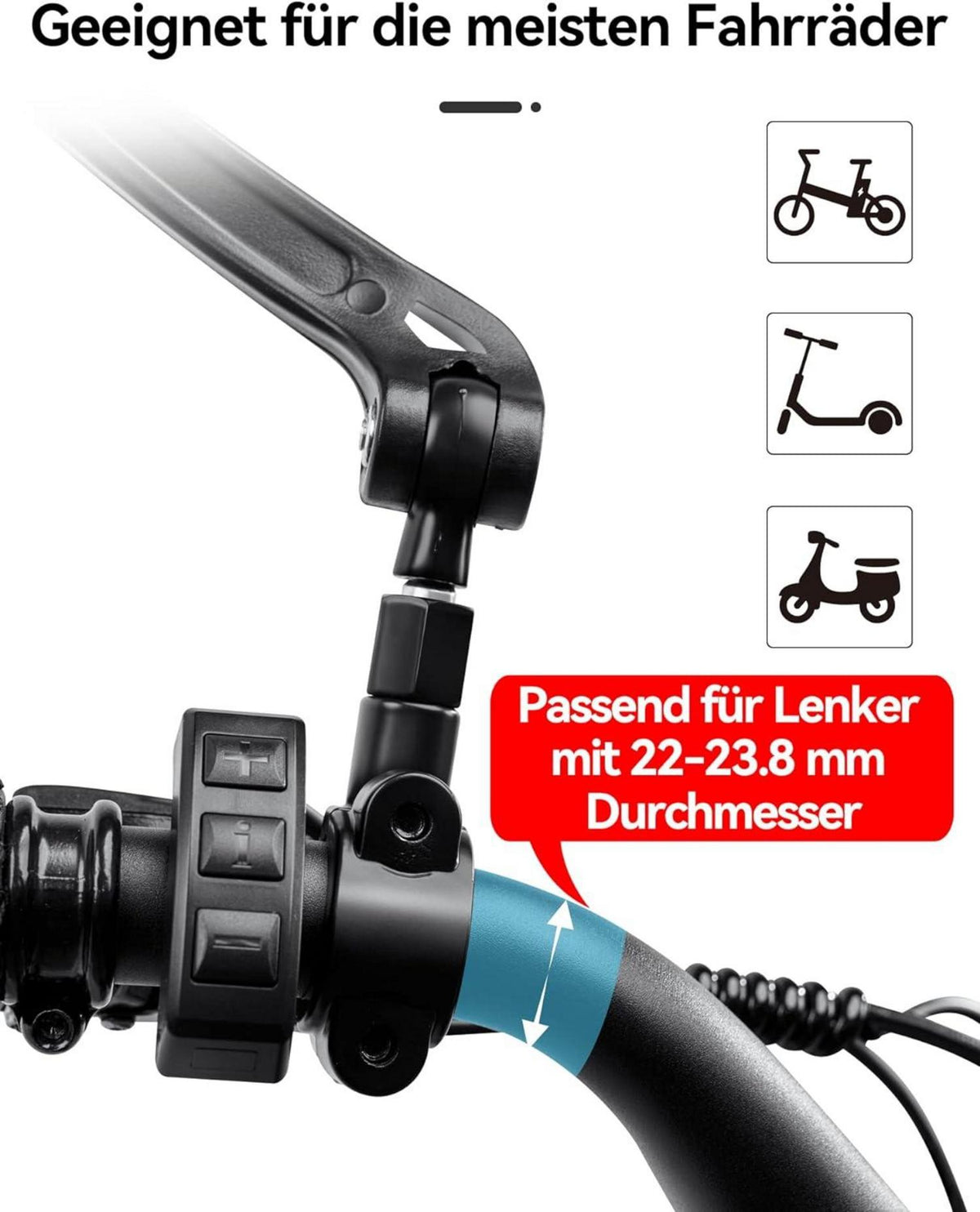 Coicer Fahrradspiegel E-Bike 360° Drehbar Klappbar Lenker