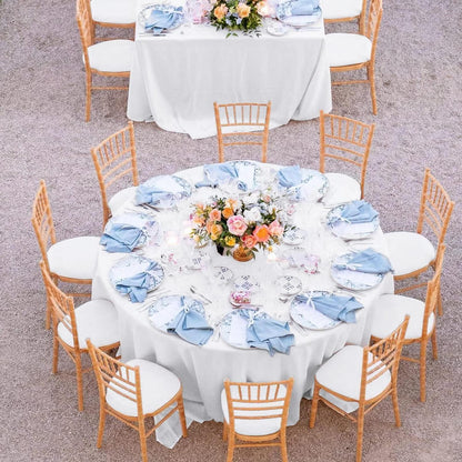 Weiße Polyester Tischdecke rund 305 cm - 8er Set für Hochzeit & Party